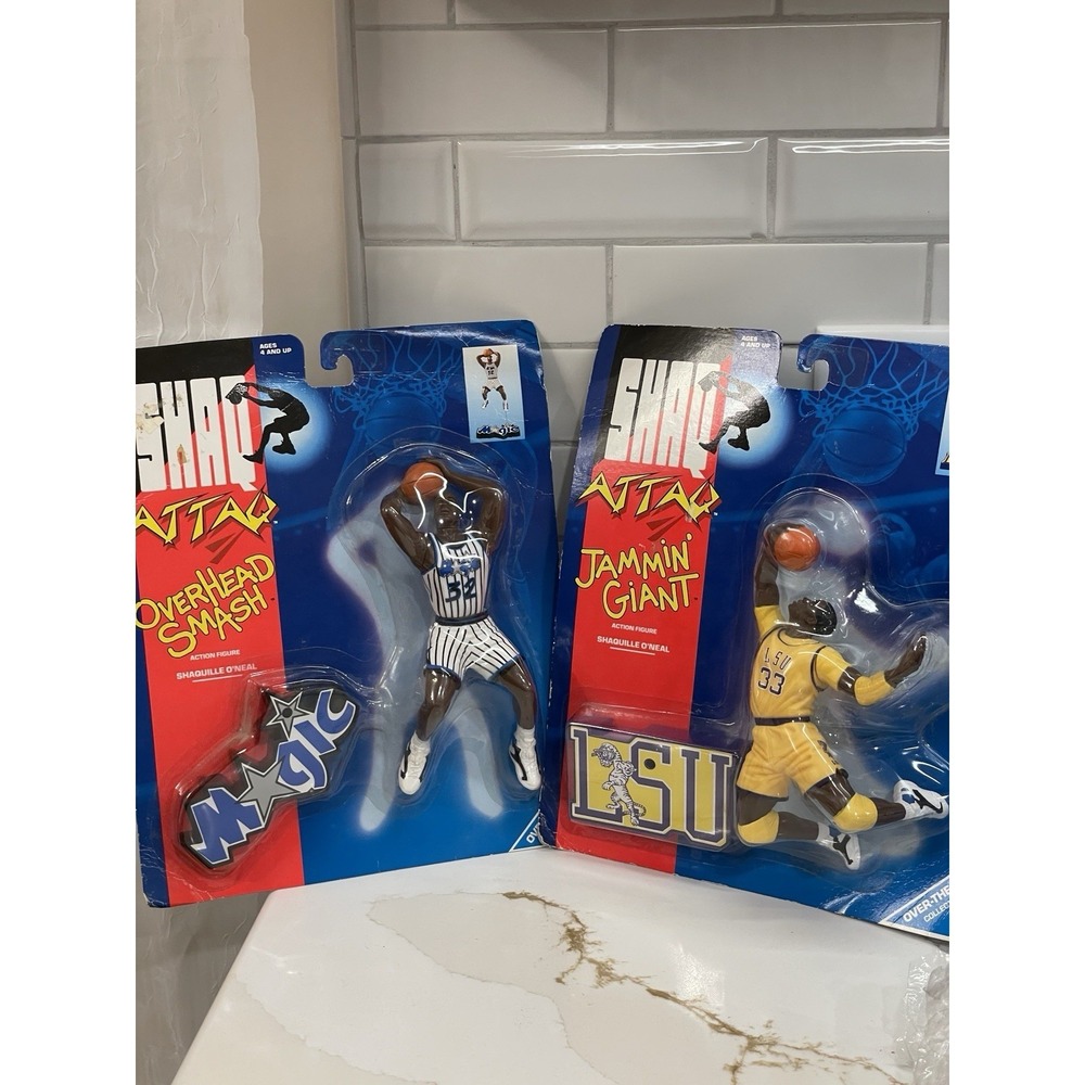 Vtg Shaq‎ Attaq Action Figures Lot of 2 Orlando Magic LSU Kenner 1993 New Sealed